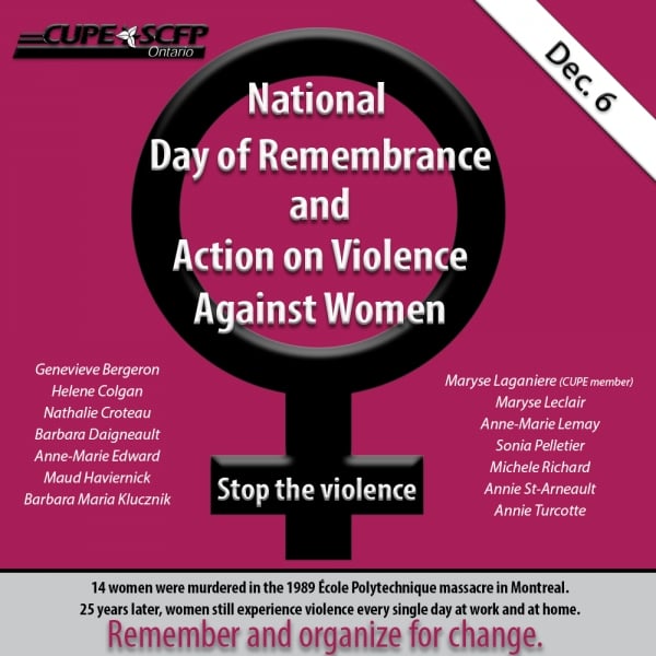 Dec 6 - National Day of Remembrance and Action on Violence Against Women Image