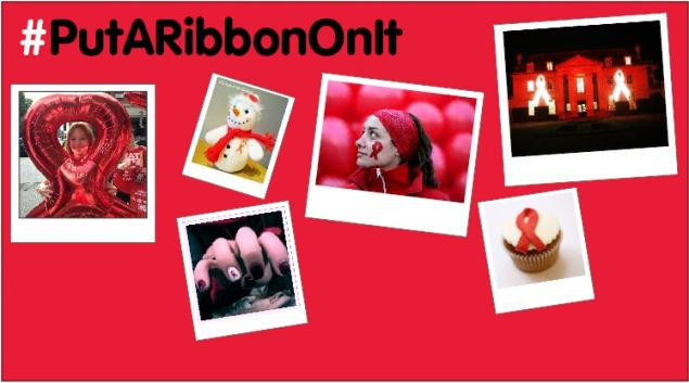 World AIDS Day 2014 with text "#PutaRibbonOnIt"