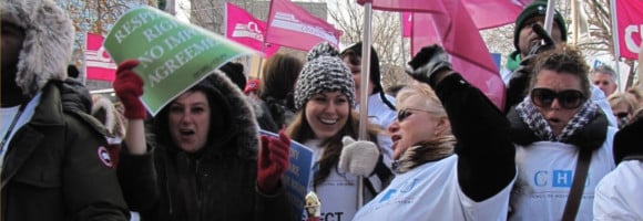 image of HCWCC members at a rally