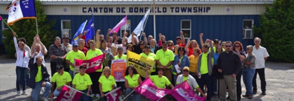 Bonfield workers posing in a photo