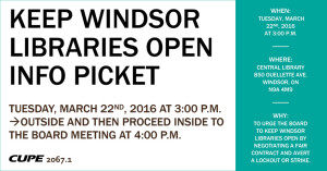 Keep Windsor Libraries Open Info Picket @ Windsor Central Library | Windsor | Ontario | Canada