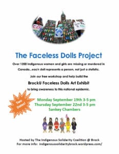 The Faceless Dolls Project @ Sankey Chambers, Brock University, St. Catharines, ON