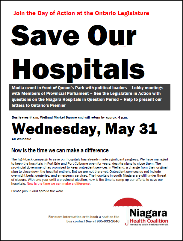Sauvons nos hôpitaux - Journée d'action à l'Assemblée législative de l'Ontario