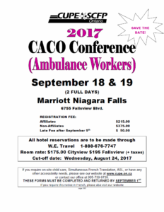 2017 CACO Conference (Ambulance Workers) @ Marriott Niagara Falls | Niagara Falls | Ontario | Canada