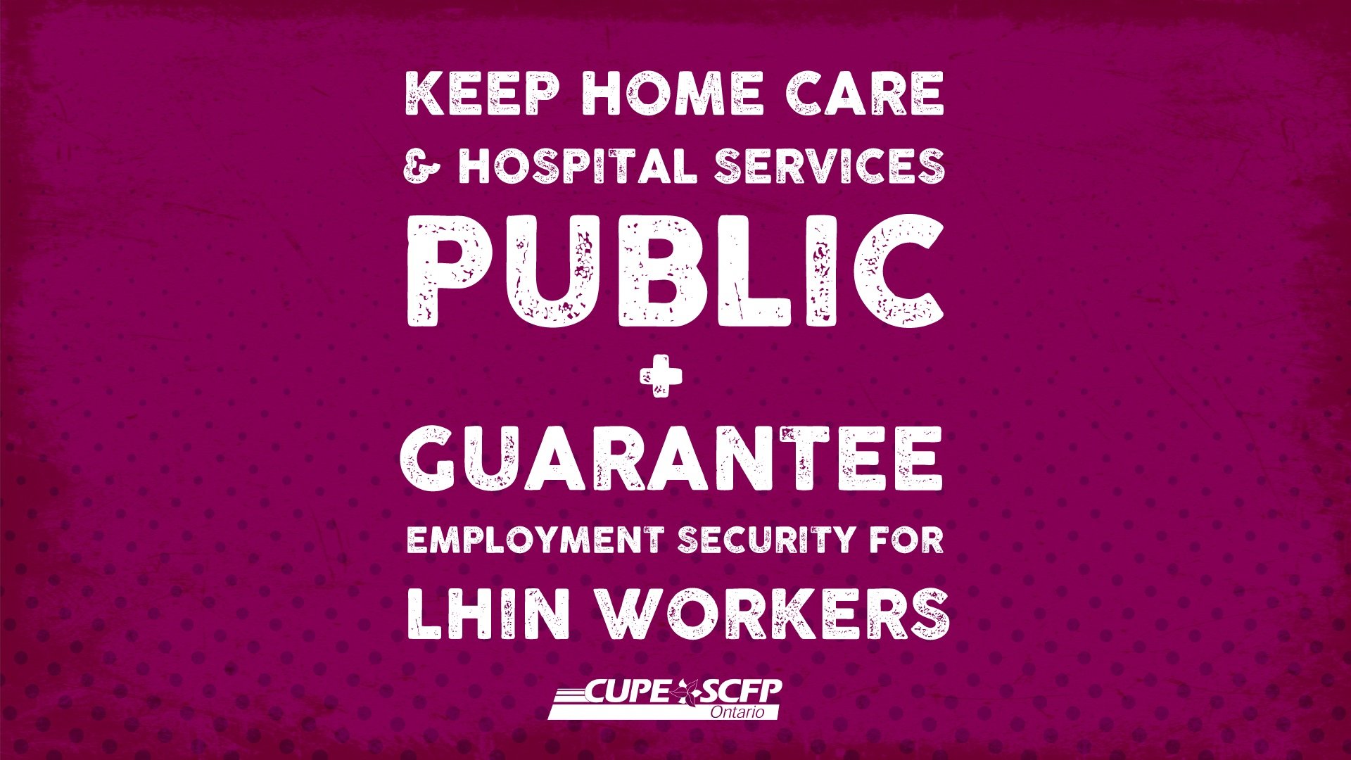 Keep Home Care and Hospital Services Public and Guarantee Employment Security for LHIN Workers