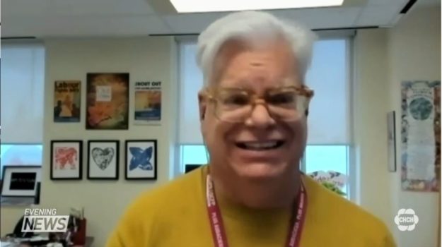 Image shows Fred Hahn talking into the camera.